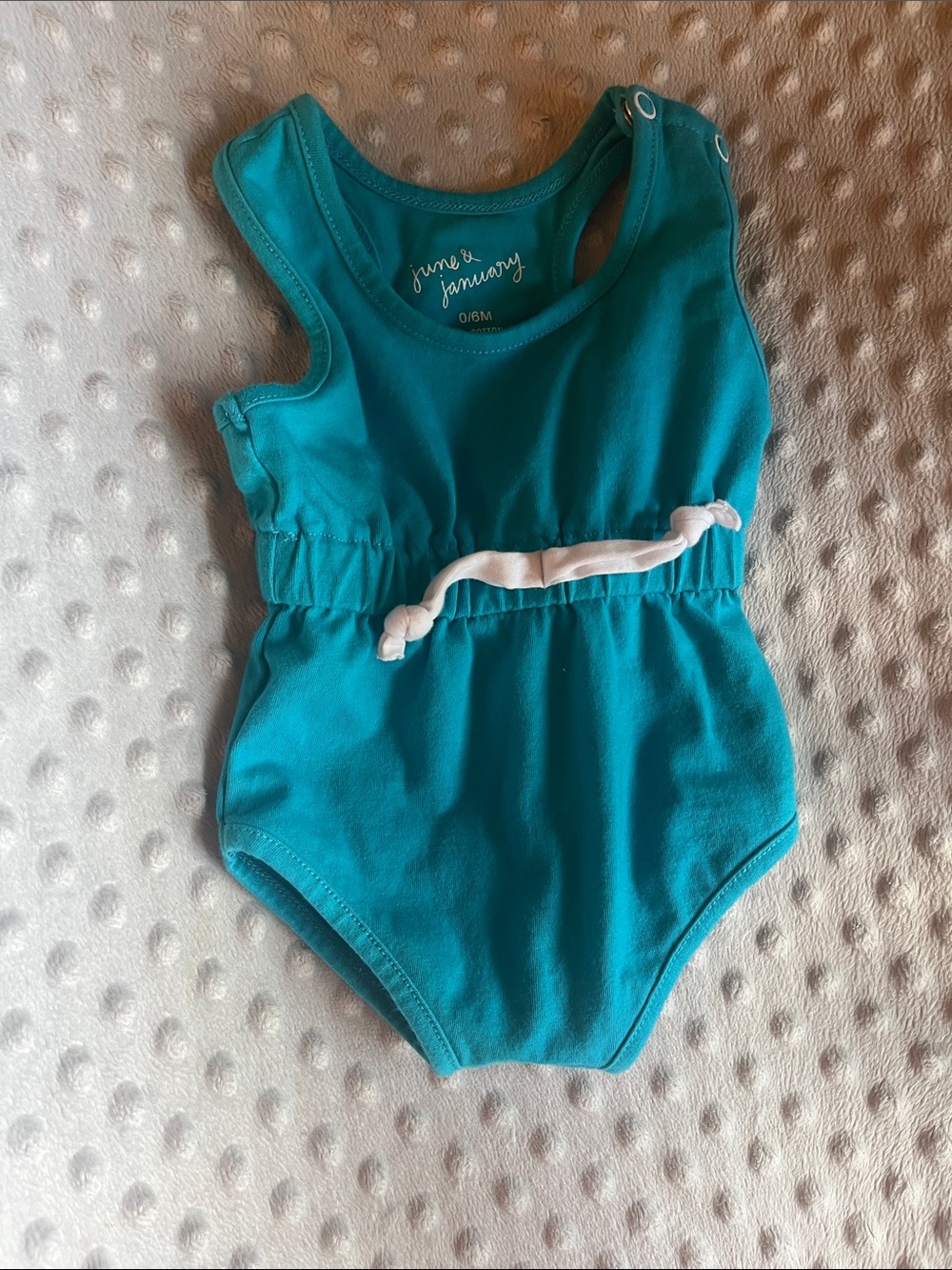 june & january Teal Baby Tank One-Piece with White Tie